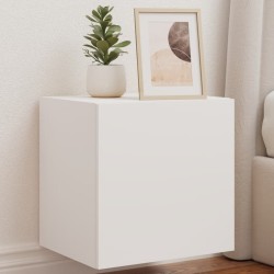 2 db fehér falra szerelhető tv-szekrény led-ekkel 40,5x35x40 cm