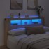 Sonoma-tölgyszínű szerelt fa led-es fejtámla 180x18,5x103,5 cm