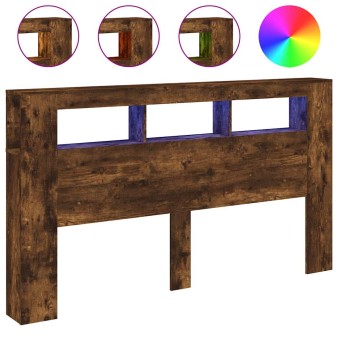 Sonoma tölgy színű szerelt fa led-es fejtámla 180x18,5x103,5 cm