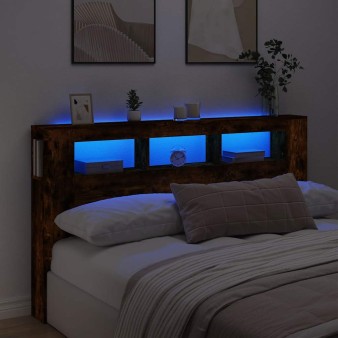Sonoma tölgy színű szerelt fa led-es fejtámla 180x18,5x103,5 cm