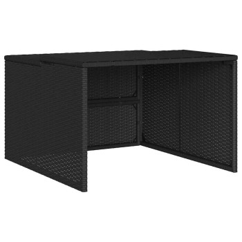 Fekete polyrattan robotfűnyíró garázs 86 x 90 x 52/57 cm