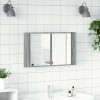 Szürke sonoma akril led-es tükrös fürdőszobaszekrény 80x12x45cm