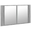 Szürke sonoma akril led-es tükrös fürdőszobaszekrény 80x12x45cm