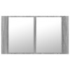 Szürke sonoma akril led-es tükrös fürdőszobaszekrény 80x12x45cm