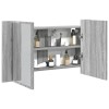 Szürke sonoma akril led-es tükrös fürdőszobaszekrény 80x12x45cm