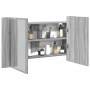 Szürke sonoma akril led-es tükrös fürdőszobaszekrény 80x12x45cm