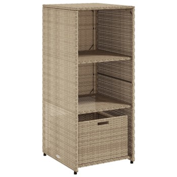 Bézs polyrattan kerti tárolószekrény 50 x 55 x 115 cm