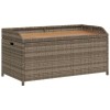 Szürke polyrattan és akácfa tárolópad 100 x 50 x 52 cm