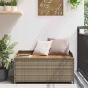 Szürke polyrattan és akácfa tárolópad 100 x 50 x 52 cm