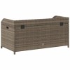 Szürke polyrattan és akácfa tárolópad 100 x 50 x 52 cm