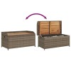 Szürke polyrattan és akácfa tárolópad 100 x 50 x 52 cm