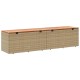 Bézs polyrattan és akácfa kerti tárolóláda 220 x 50 x 54 cm