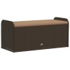 Barna polyrattan tárolópad párnával 115 x 51 x 52 cm