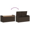 Barna polyrattan tárolópad párnával 115 x 51 x 52 cm