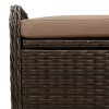 Barna polyrattan tárolópad párnával 115 x 51 x 52 cm