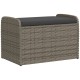 Szürke polyrattan tárolópad párnával 80 x 51 x 52 cm