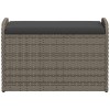 Szürke polyrattan tárolópad párnával 80 x 51 x 52 cm