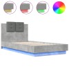 Betonszürke ágykeret fejtámlával és led-világítással 75x190 cm