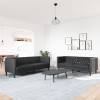 2 részes fekete műbőr chesterfield kanapégarnitúra