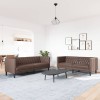 2 részes barna műbőr chesterfield kanapégarnitúra