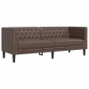 2 részes barna műbőr chesterfield kanapégarnitúra