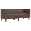 2 részes barna műbőr chesterfield kanapégarnitúra