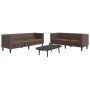2 részes barna műbőr chesterfield kanapégarnitúra