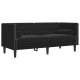 3 részes fekete bársony chesterfield kanapészett párnákkal 3 részes fekete bársony chesterfield kanapészett párnákkal