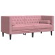 2 részes rózsaszín bársony chesterfield kanapészett párnákkal 2 részes rózsaszín bársony chesterfield kanapészett párnákkal
