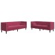 2 részes bordó bársony chesterfield kanapészett hengerpárnákkal 2 részes bordó bársony chesterfield kanapészett hengerpárnákkal
