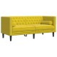 2 részes sárga bársony chesterfield kanapészett hengerpárnákkal