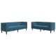 2 részes kék bársony chesterfield kanapészett hengerpárnákkal 2 részes kék bársony chesterfield kanapészett hengerpárnákkal