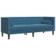 2 részes kék bársony chesterfield kanapészett hengerpárnákkal 2 részes kék bársony chesterfield kanapészett hengerpárnákkal