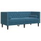 2 részes kék bársony chesterfield kanapészett hengerpárnákkal 2 részes kék bársony chesterfield kanapészett hengerpárnákkal