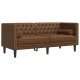 2 részes barna művelúr chesterfield kanapészett hengerpárnákkal 2 részes barna művelúr chesterfield kanapészett hengerpárnákkal