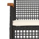 2 db fekete polyrattan és akácfa kerti szék párnákkal
