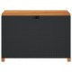 Fekete polyrattan és akácfa kerti tárolóláda 110 x 55 x 63 cm