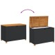 Fekete polyrattan és akácfa kerti tárolóláda 110 x 55 x 63 cm