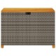 Szürke polyrattan és akácfa kerti tárolóláda 110 x 55 x 63 cm