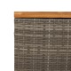 Szürke polyrattan és akácfa kerti tárolóláda 110 x 55 x 63 cm