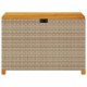 Bézs polyrattan és akácfa kerti tárolóláda 110 x 55 x 63 cm