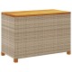 Bézs polyrattan és akácfa kerti tárolóláda 110 x 55 x 63 cm