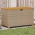 Bézs polyrattan és akácfa kerti tárolóláda 110 x 55 x 63 cm