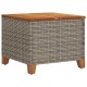 Szürke polyrattan és akácfa kerti asztal 45 x 45 x 37 cm