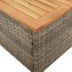 Szürke polyrattan és akácfa kerti asztal 45 x 45 x 37 cm