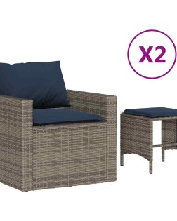 4 részes szürke polyrattan kerti ülőgarnitúra párnákkal