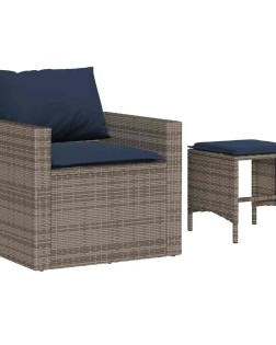 4 részes szürke polyrattan kerti ülőgarnitúra párnákkal