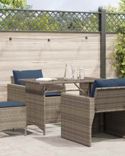 4 részes szürke polyrattan kerti ülőgarnitúra párnákkal