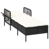 Napozó fekete és krémfehér 55 x 200 x 92 cm polirattan