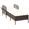 Napozó barna és krémfehér 55 x 200 x 92 cm polirattan